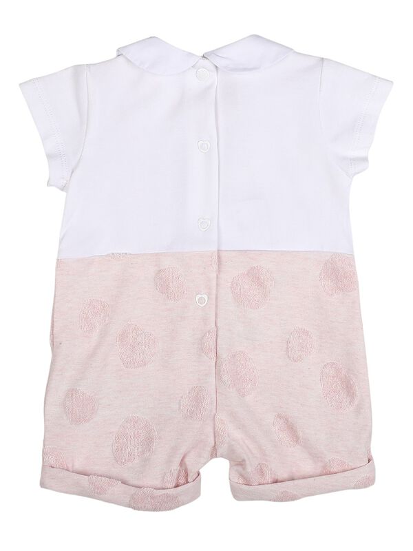 Girls Light Pink Short Sleeve Applique Romper image number 1